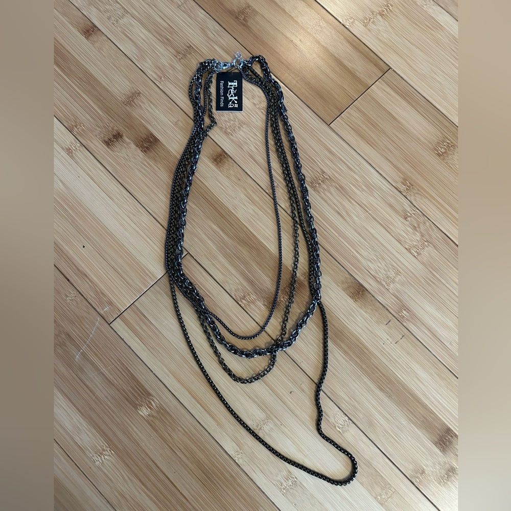 Multi-strand mixed metal necklace